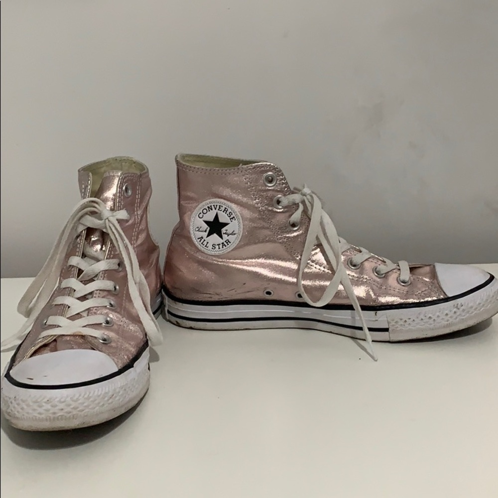 Metallic rose gold converse all star sneakers